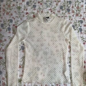 Sheer White Polka Dot Turtle Neck